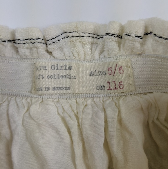 Zara Girls Cream Gold Striped Boho Skirt Brown Tie - Picture 4 of 4